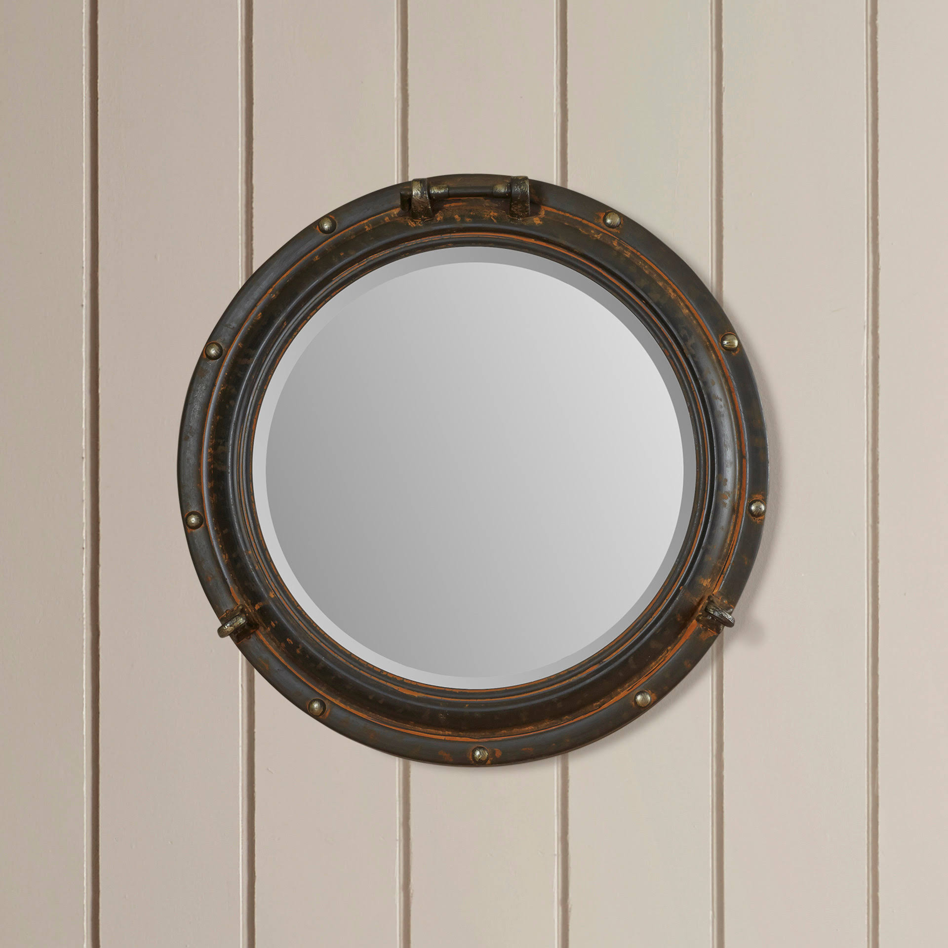 Alie Traditional Beveled Distressed Accent Mirror Finish: Rust