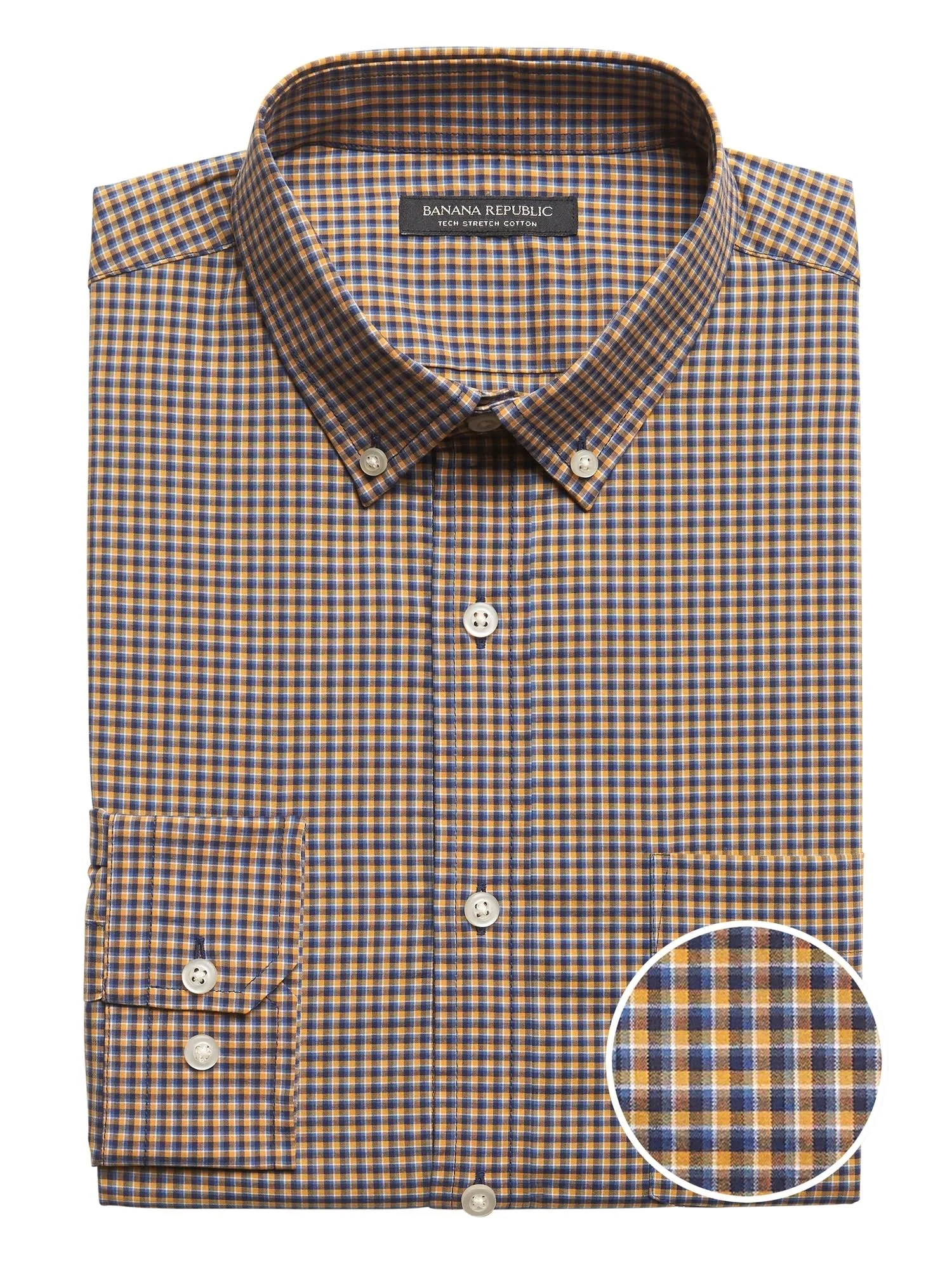 Banana Republic Men's Slim-Fit Tech-Stretch Cotton Shirt Gold Size Xxs