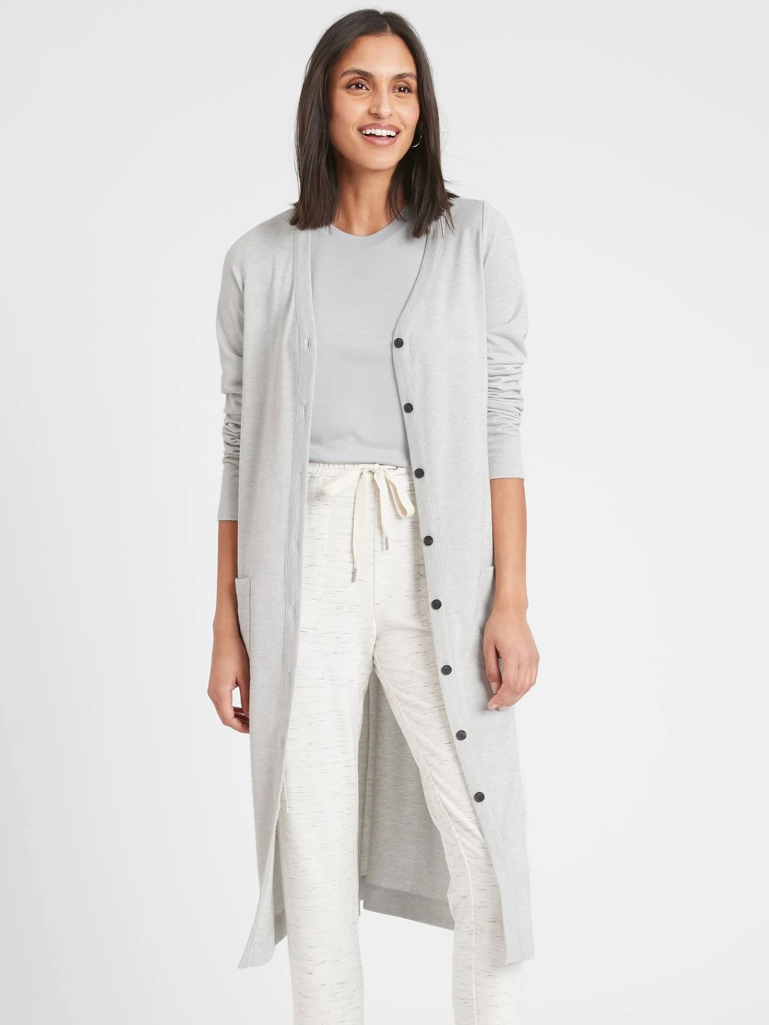 Women's Knit Button-Front Cardigan Light Grey
