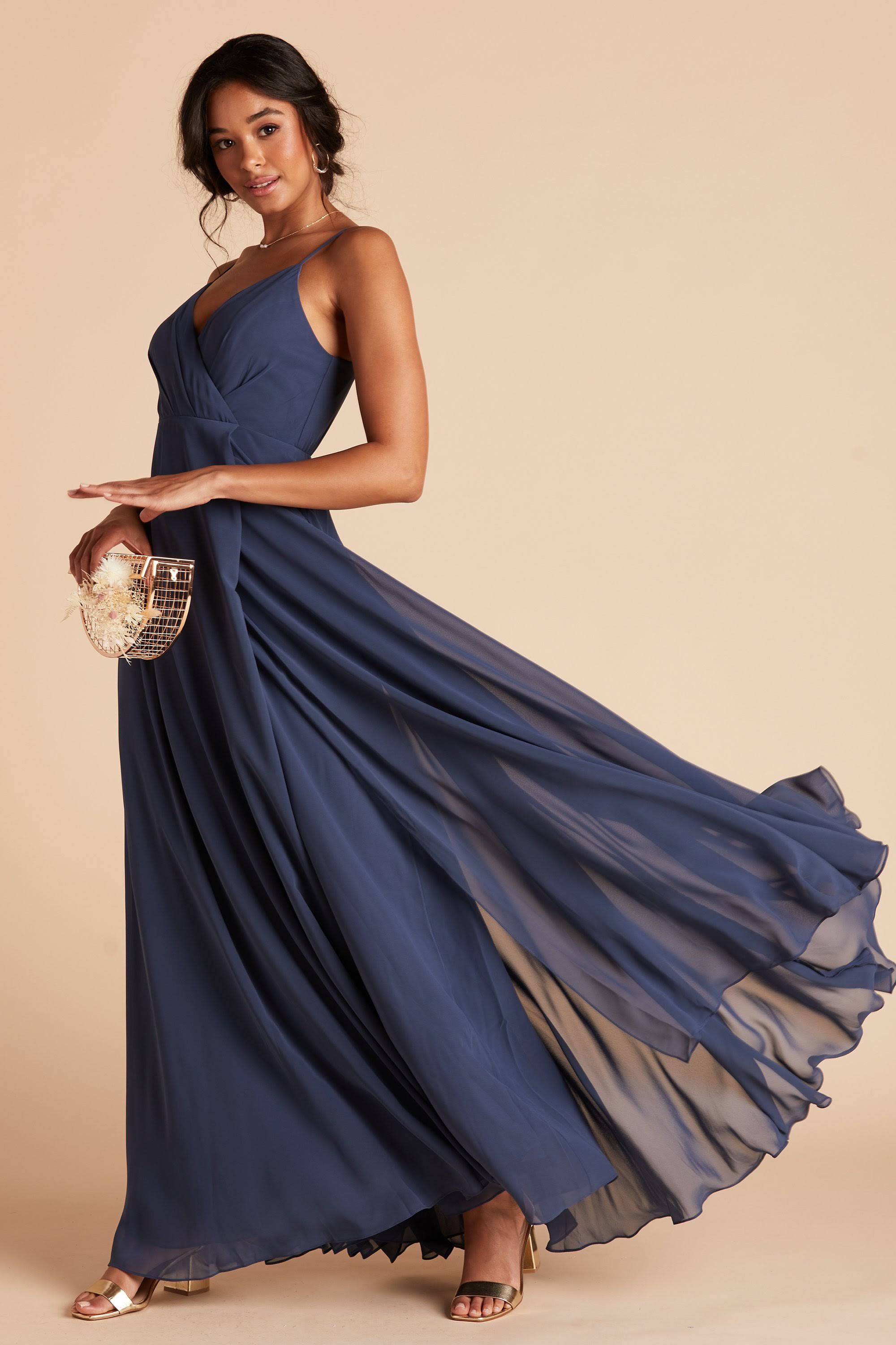 Birdy Grey Kaia Chiffon Bridesmaid Dress in Slate Blue XL / Slate Blue