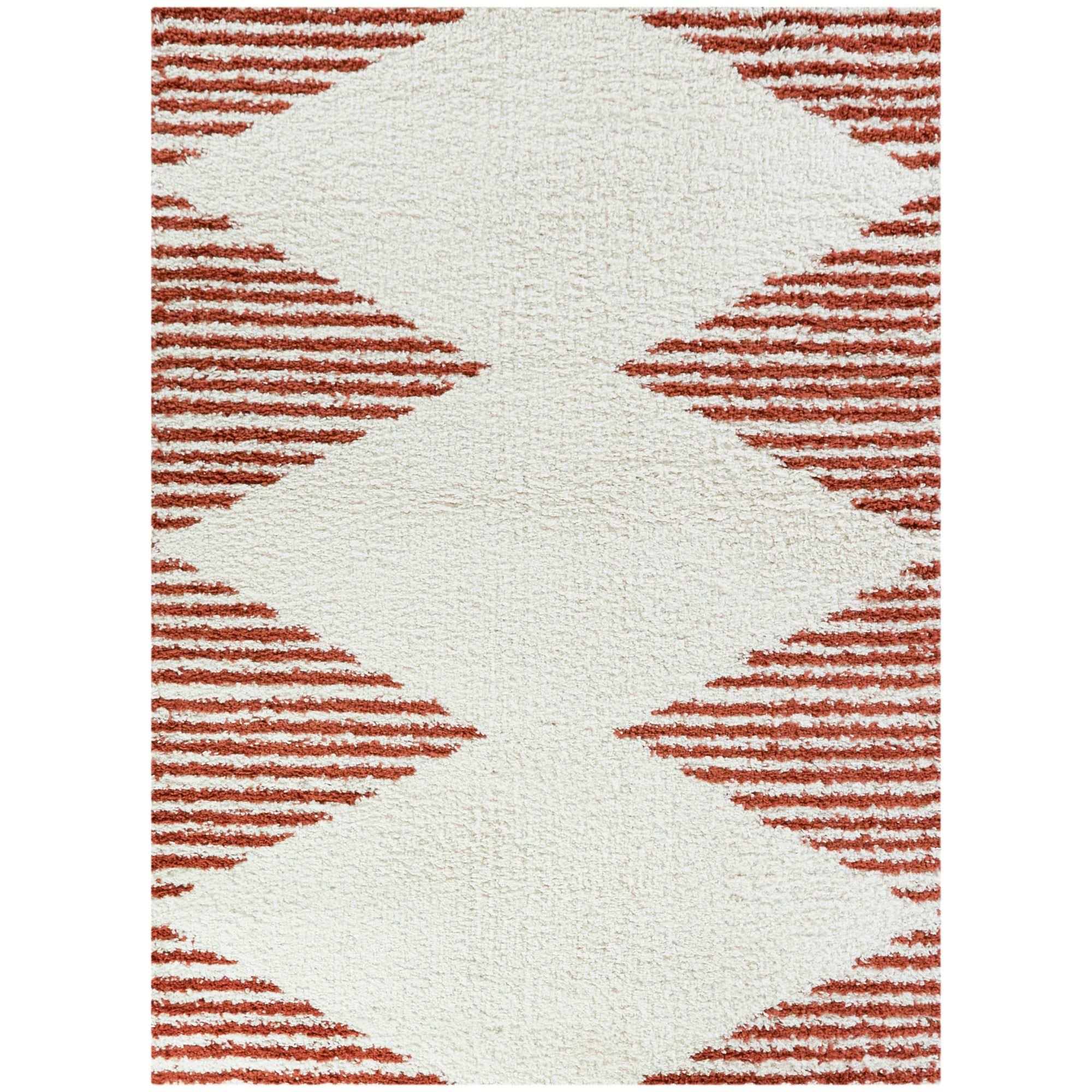 BALTA Hughes White/Grey 5 ft. x 7 ft. Striped Shag Area Rug