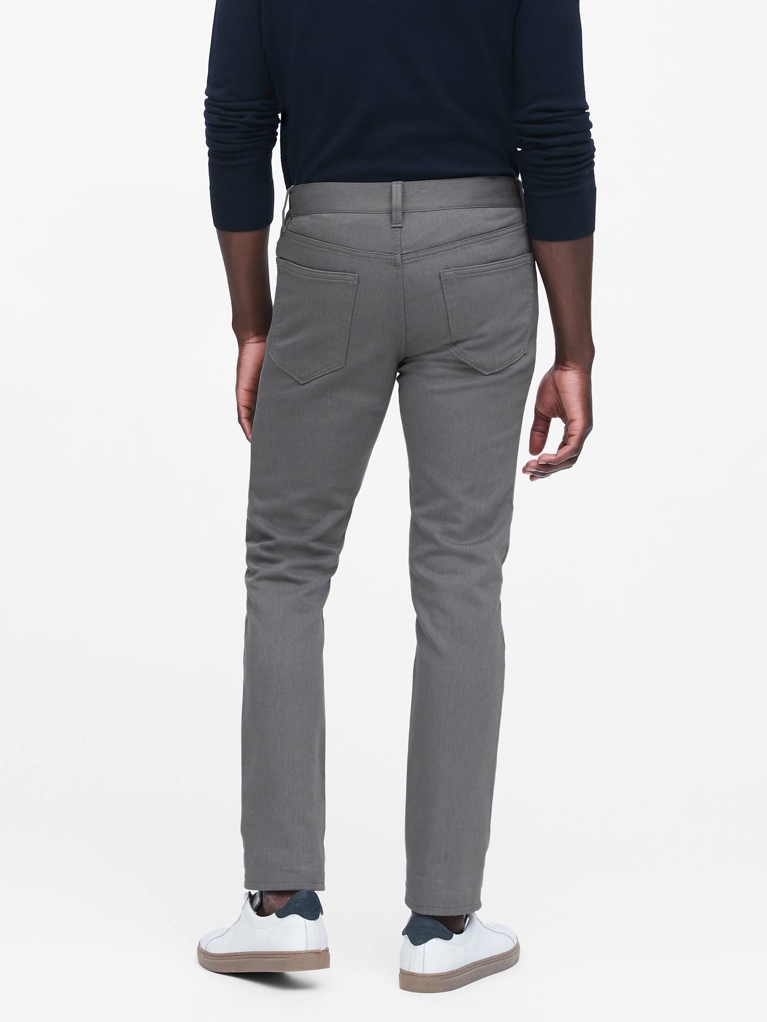 Banana Republic Men's Skinny Heathered Traveler Pant Smoke Gray Tall Size 36W 36L