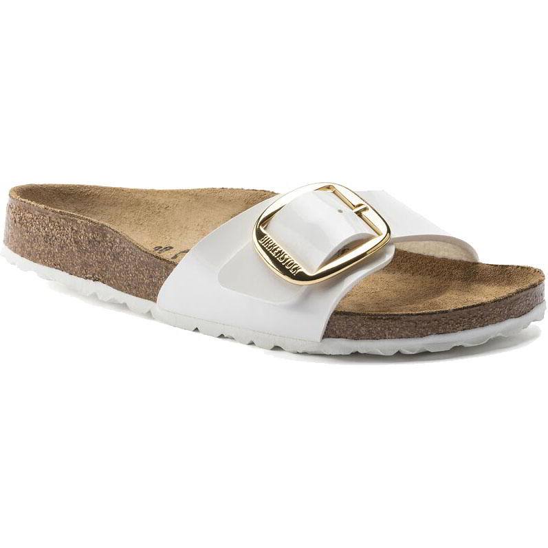 Birkenstock Patent Madrid Big Buckle Signle Strap Sandals - White