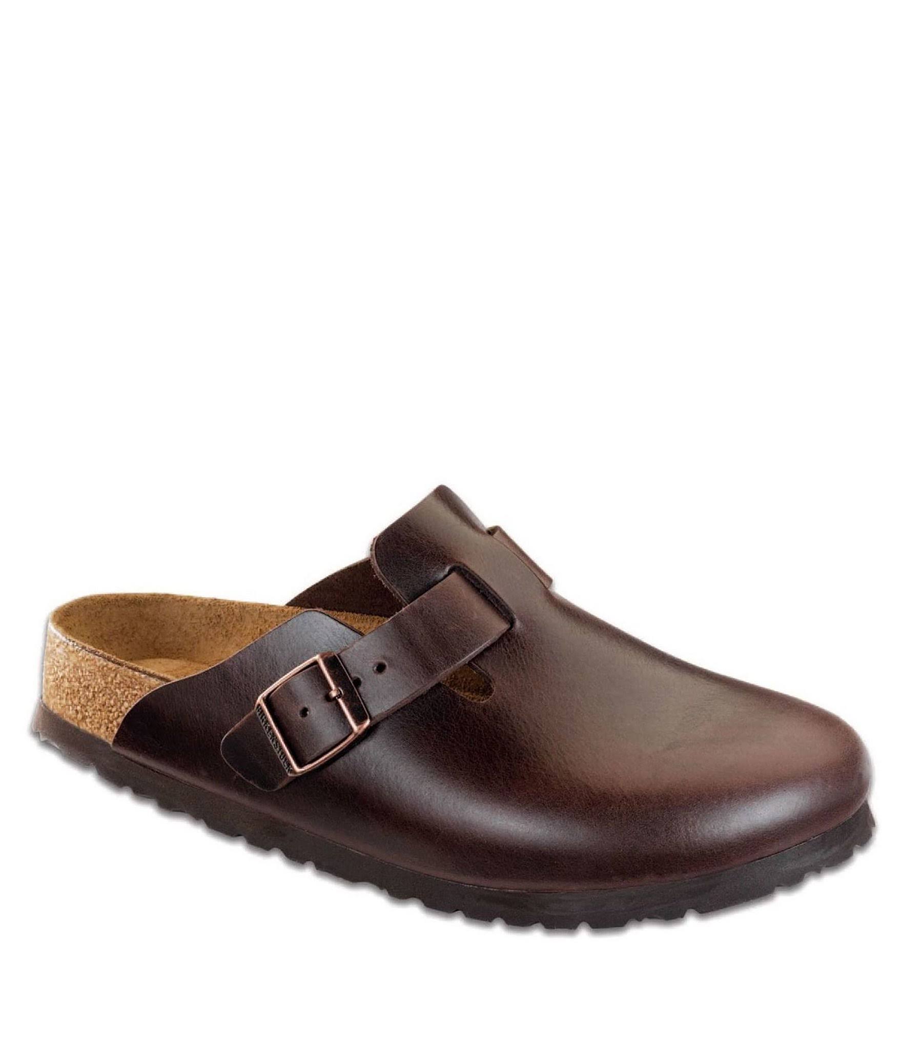 Birkenstock Boston Amalfi Leather Soft Footbed, Adult Unisex, Size: 41 R, Brown Amalfi Leather