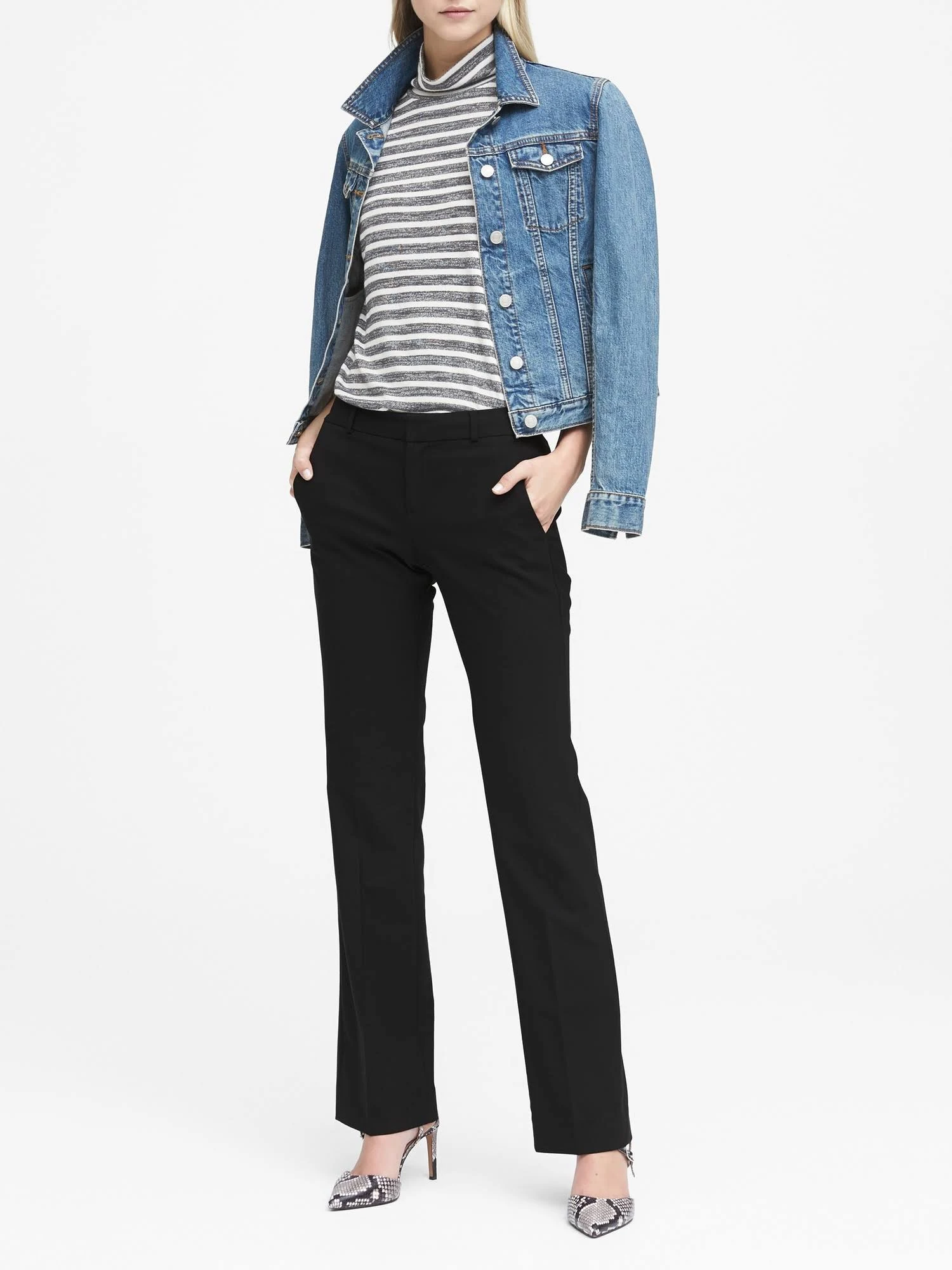 Banana Republic Women's Petite Logan Trouser-Fit Lightweight Wool Pant Black Petite Size 00