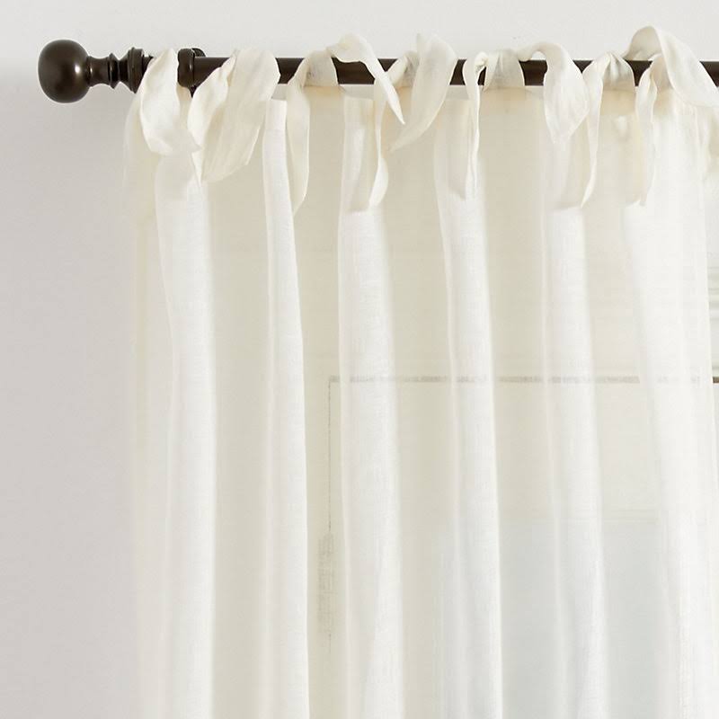 Linen Sheer Tie Top Drapery Panel Ivory 84 inch - Ballard Designs