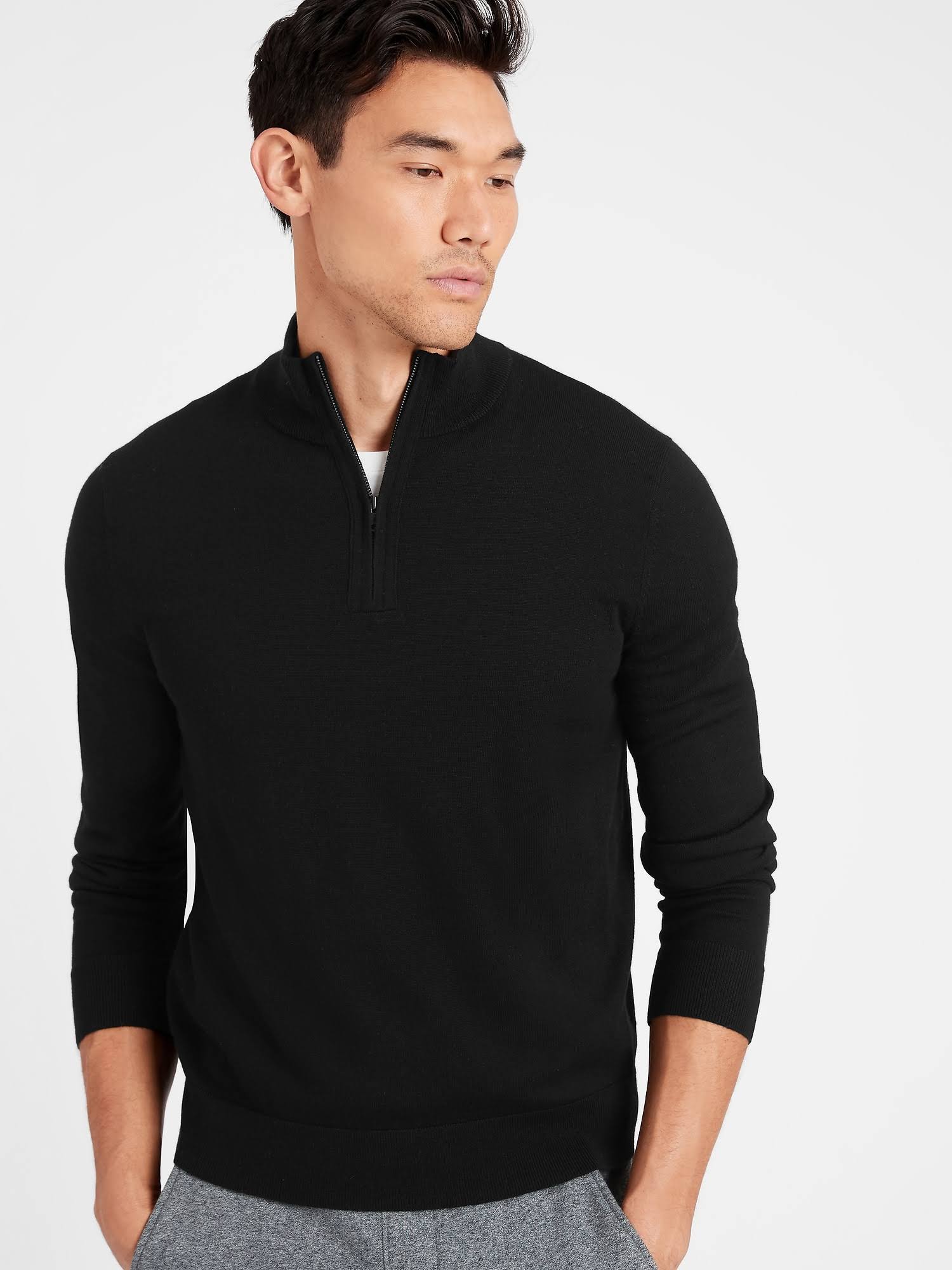 Banana Republic Men's Merino Half-Zip Sweater Black Size S