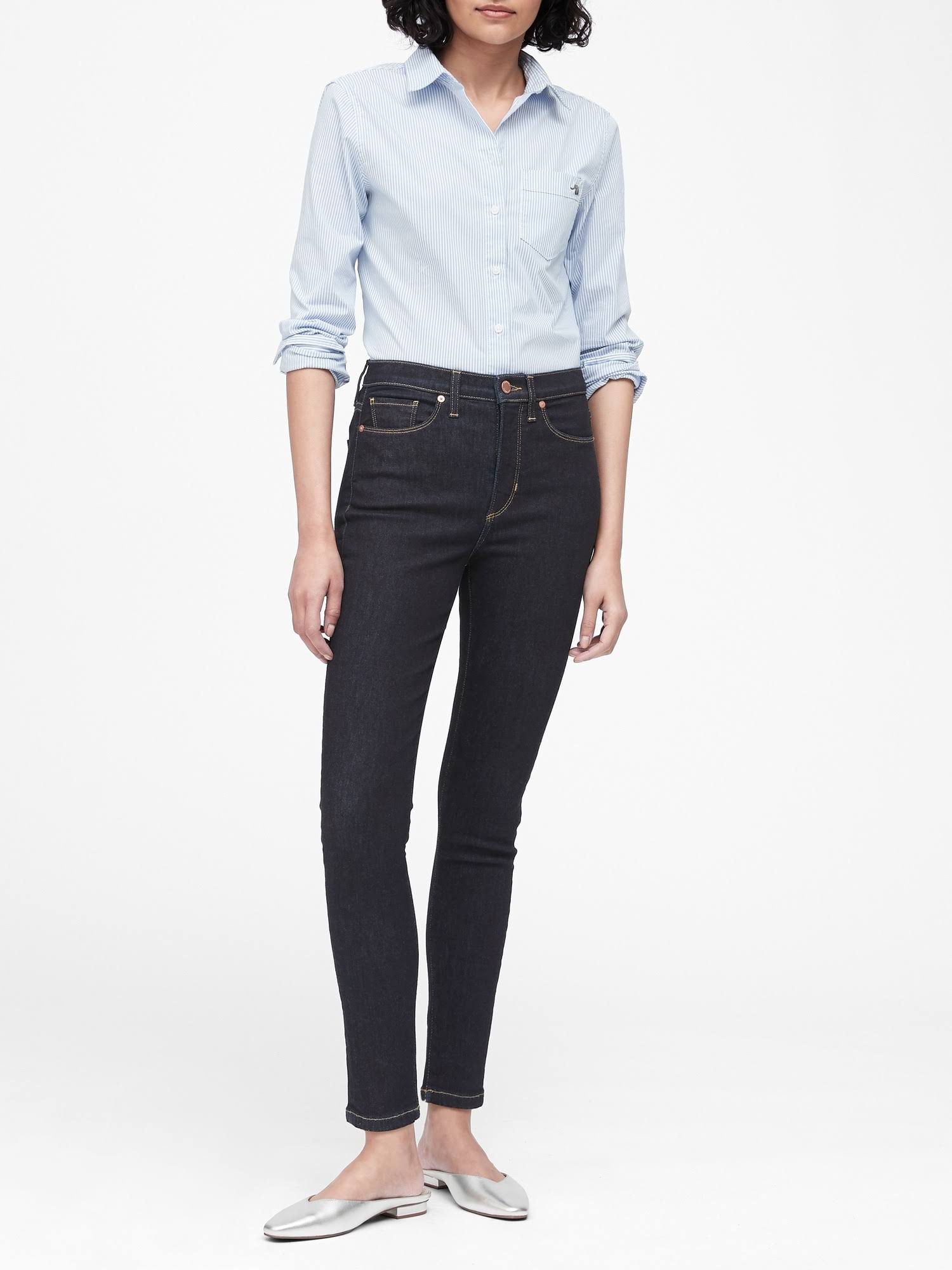Banana Republic Women's High-Rise Skinny Jean Dark Indigo Big and Tall Size 27 Long