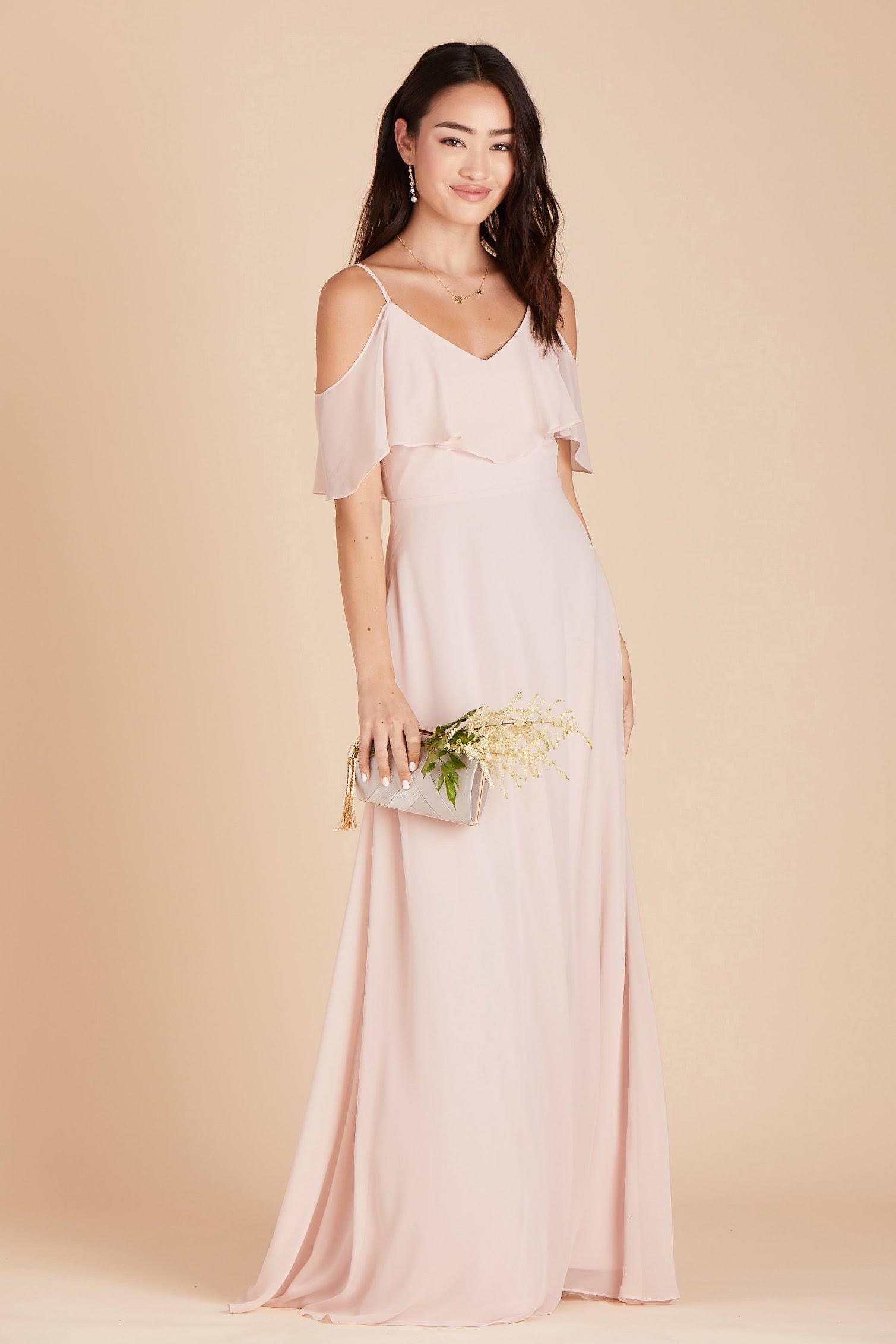Birdy Grey Jane Convertible Chiffon Bridesmaid Dress in Pale Blush XXL / Pale Blush / No Slit