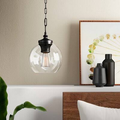 Mercury Row Asellus 1-Light Single Globe Pendant Size: 12.13x22 H x 8.5x22 W x 8.5x22 D, Finish: Polished Nickel