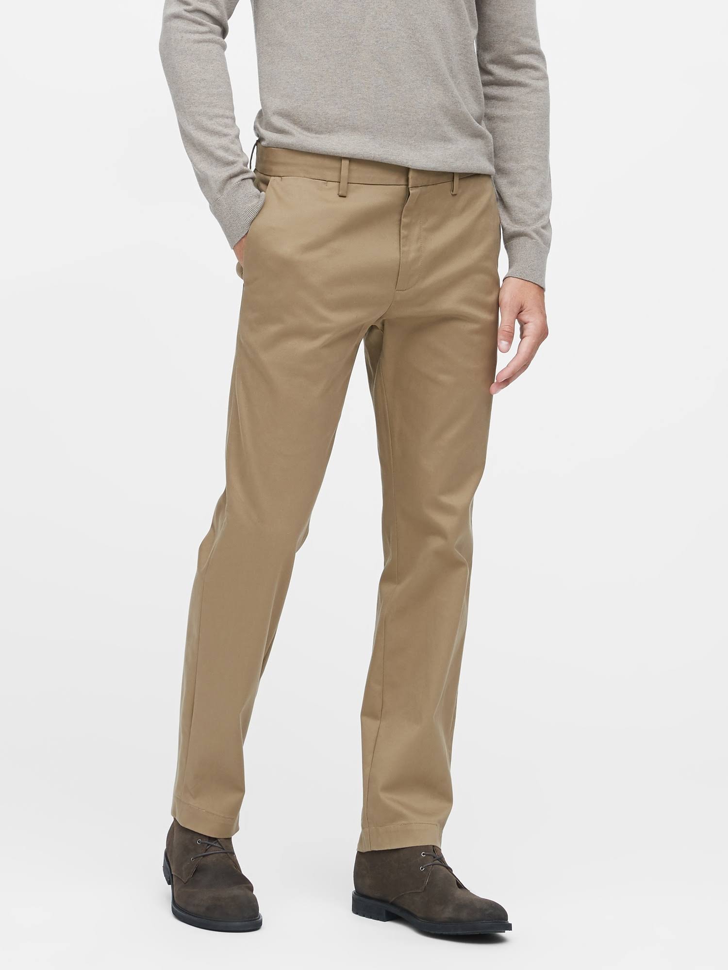 Banana Republic Men's Emerson Straight Rapid Movement Chino Pant Airforce Khaki Size 42W 34L