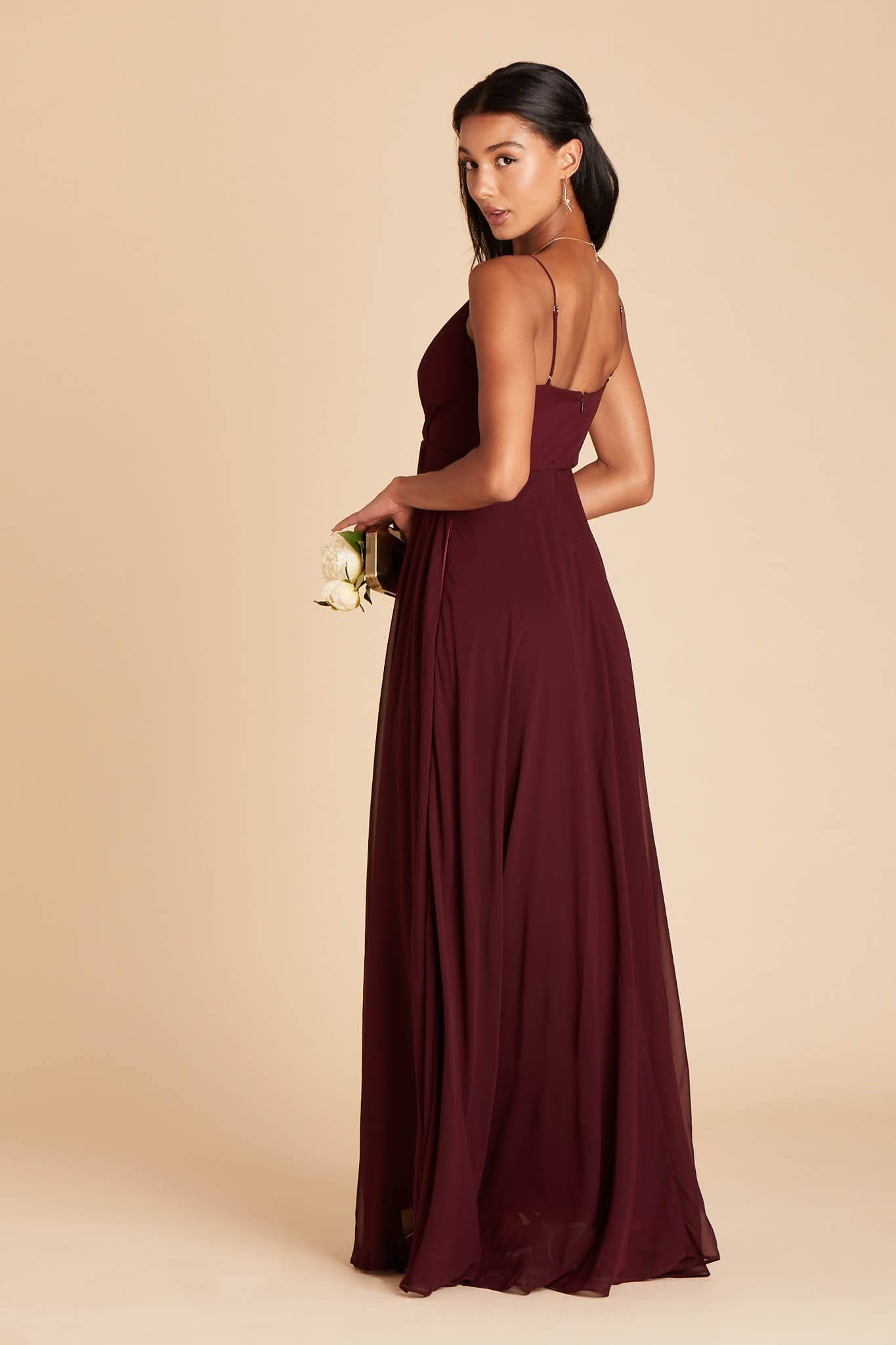 Birdy Grey Kaia Chiffon Bridesmaid Dress in Cabernet L / Cabernet