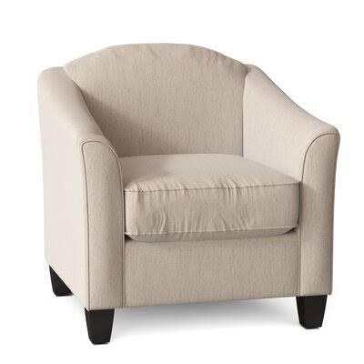 Birkett Armchair Body Fabric: Curious Pearl, Leg Color: Black Walnut