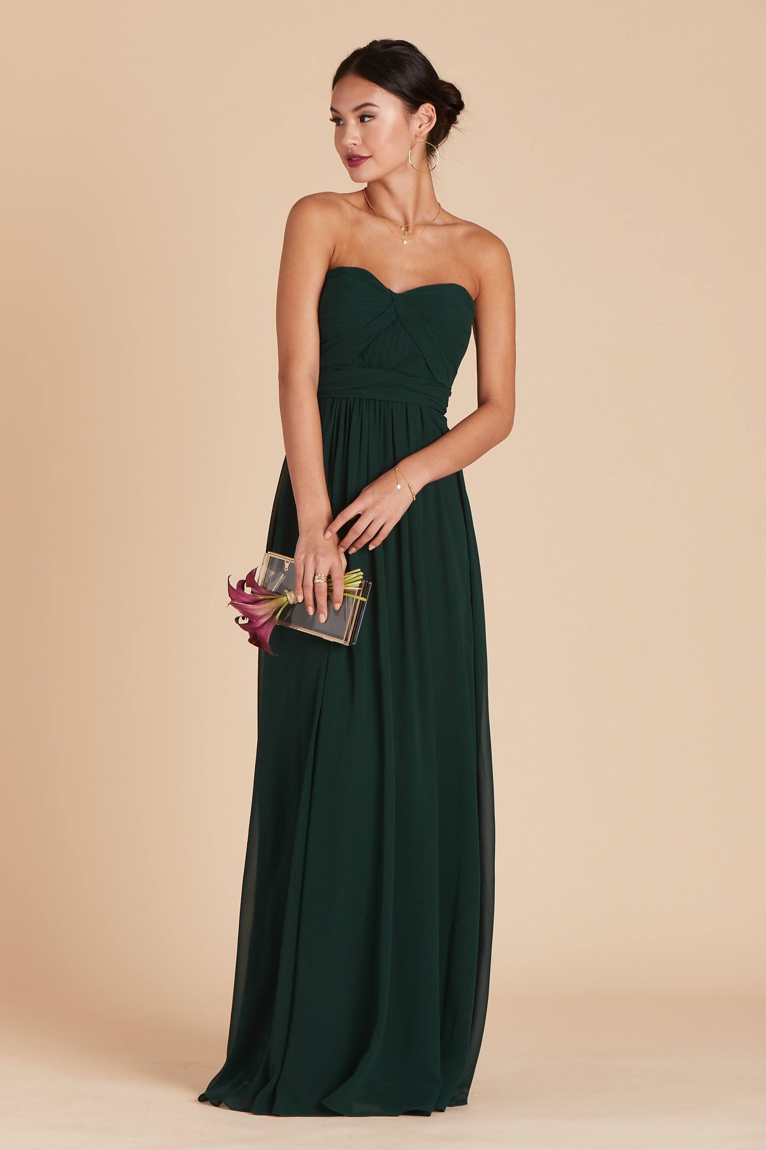 Birdy Grey Grace Convertible Chiffon Bridesmaid Dress in Emerald L / Emerald