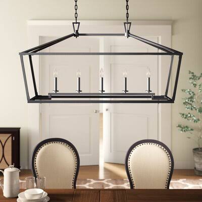 Israel 5 - Light Kitchen Island Linear Pendant Finish: Classic Bronze