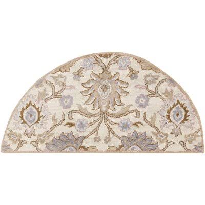 Arden Floral Handmade Tufted Wool Cream Area Rug Birch Lane Rug Size: Half Moon 2& x 4&