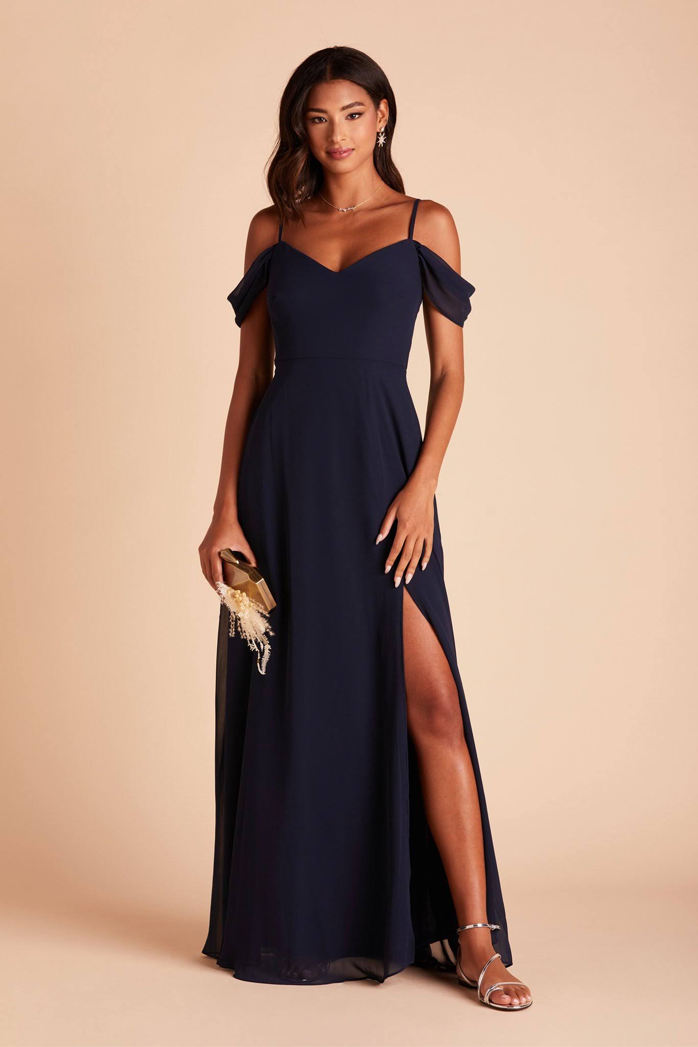 Devin Convertible Chiffon Bridesmaid Dress in Navy L / Navy / No Slit
