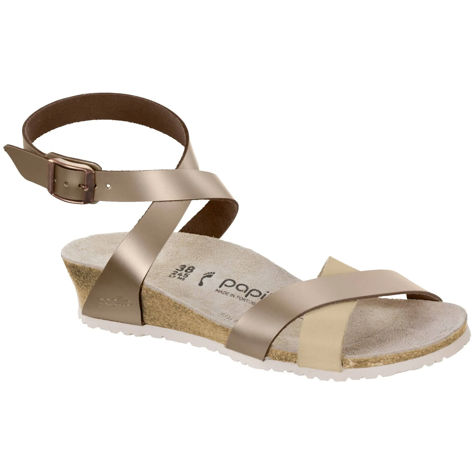 Birkenstock Women's Lola Metallic Leather Wedge Sandals - Silver - Size 7