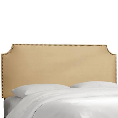 Willa Arlo Interiors Alamak Velvet Notched Nail Button Upholstered Panel Headboard Size: King, Upholstery: Velvet Buckwheat