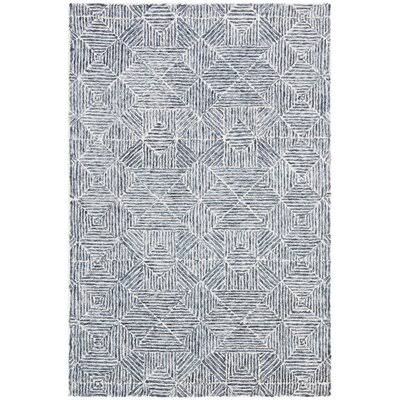 Deanda Geometric Handmade Tufted Wool Light Blue/Gray Area Rug Birch Lane Rug Size: Rectangle 3& x 5&