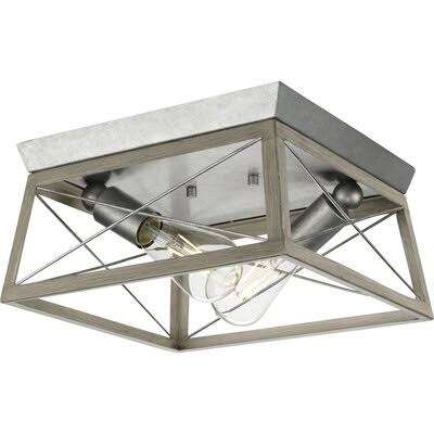 Kowalewski 2-Light 12x22 Flush Mount Birch Lane Fixture Finish Oak