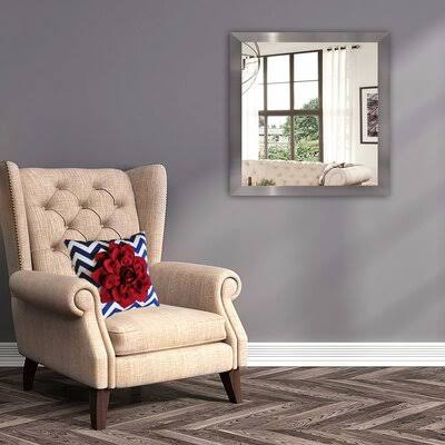 Wade Logan Industrial Modern & Contemporary Wall Mirror Finish: Brushed Nickel, Size: 24x22 H x 24x22 W
