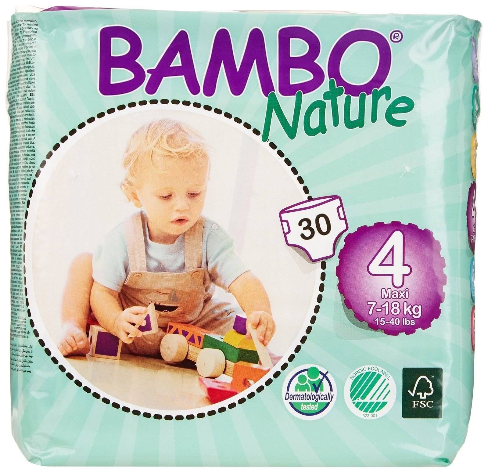 Bambo Nature Premium Eco Friendly Diaper, Size 4 - 180 count