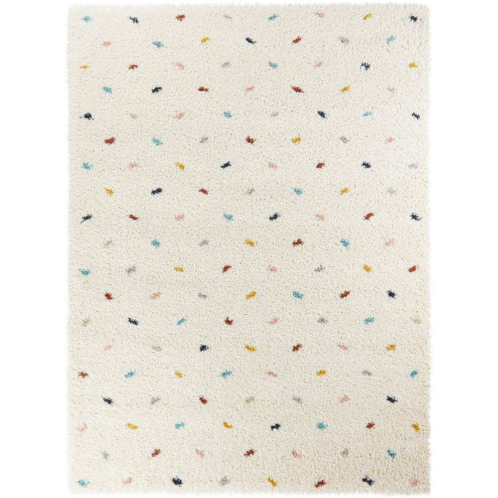 BALTA Enrica Dots Shag White 5 ft. x 7 ft. Area Rug