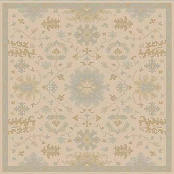 Charlton Home Willard Hand-Woven Wool Beige/Green Area Rug, Size: Square 9&9 inch