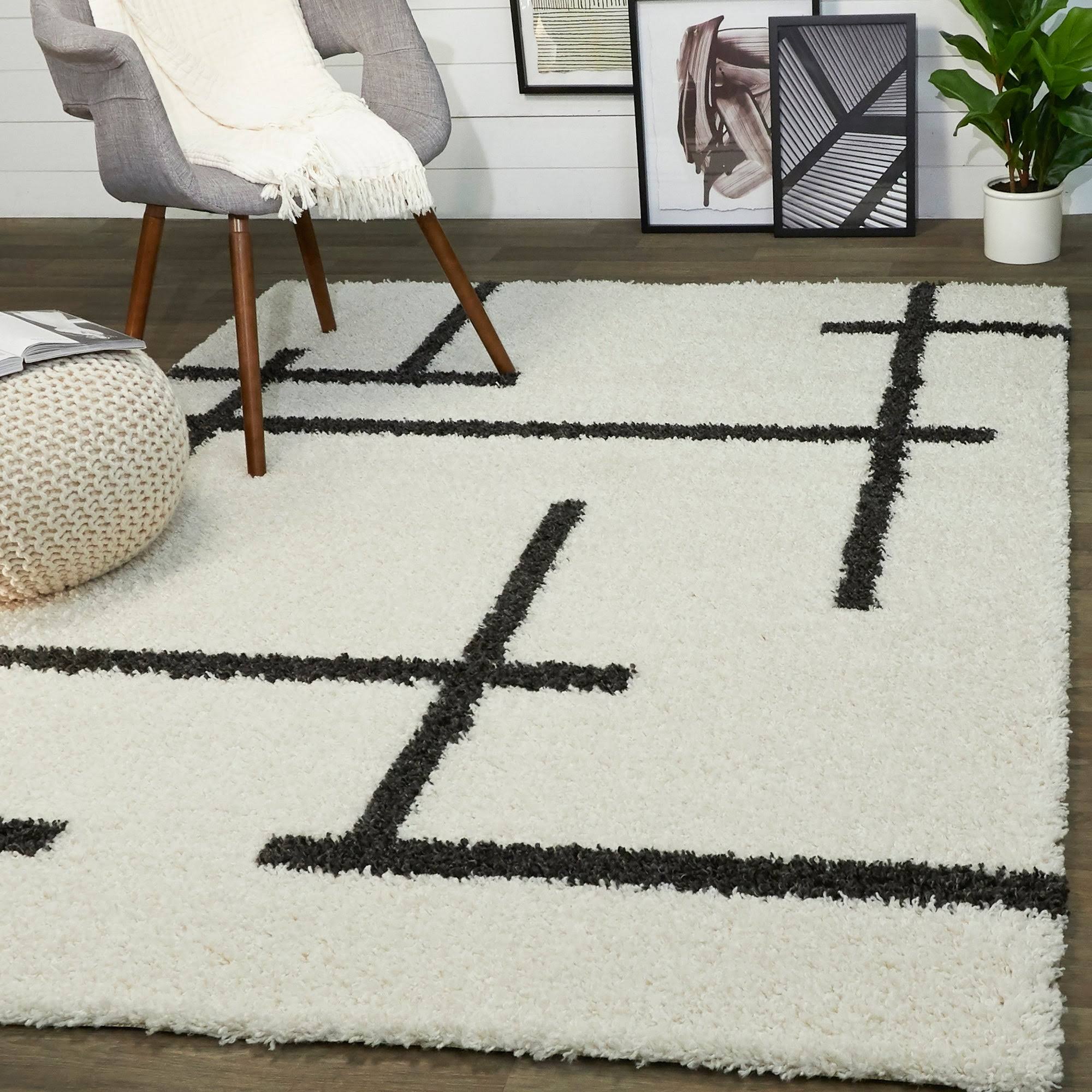 BALTA Crenshaw Cream 5 ft. x 7 ft. Abstract Modern Area Rug, Ivory