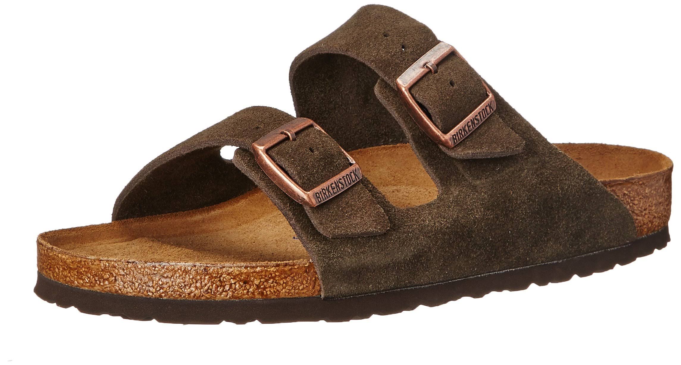 Birkenstock Unisex Arizona Suede with Soft Footbed Sandal, Mocha, M 6.5/W 8.5