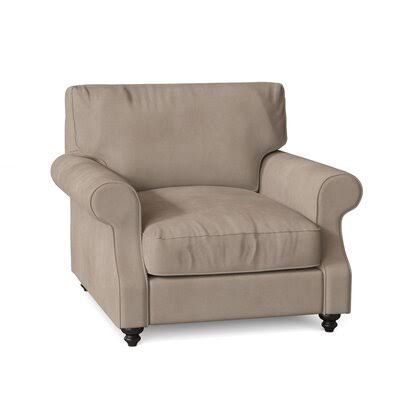 Huxley 39x22 Wide Down Cushion Armchair Birch Lane Body Fabric: Tina Oyster, Leg Color: Black Walnut