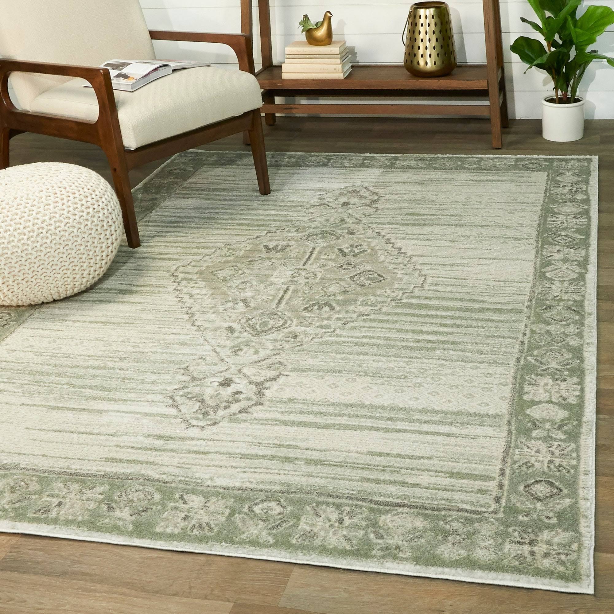 BALTA Strauss Sage 5 ft. x 7 ft. Vintage Oriental Area Rug, Green