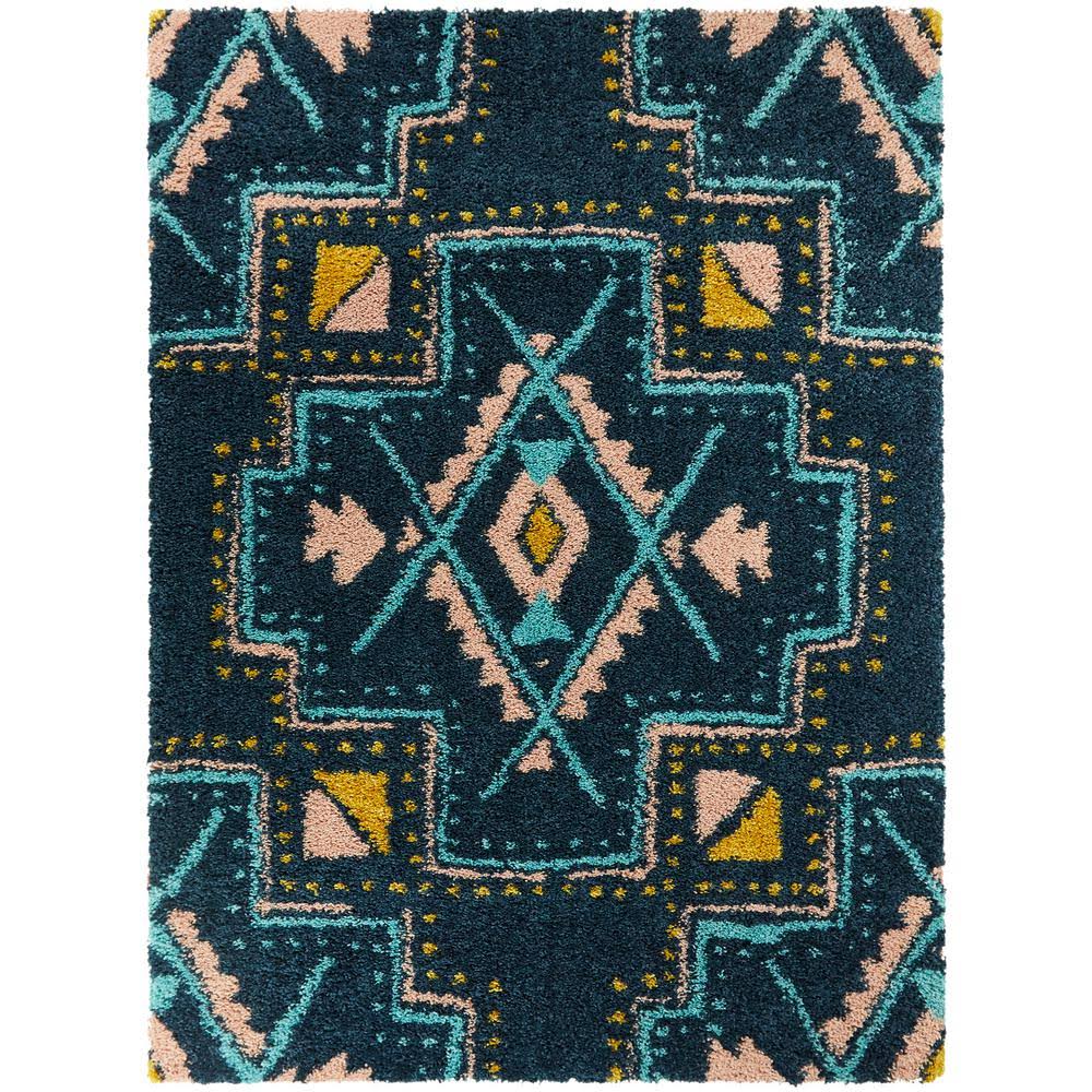 BALTA Dakarai Southwestern Shag Navy 8 ft. x 10 ft. Area Rug, Blue
