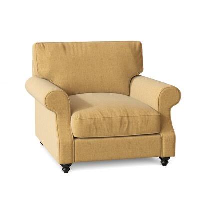 Huxley 39x22 Wide Down Cushion Armchair Birch Lane Body Fabric: Nobletex Gold, Leg Color: Black Walnut
