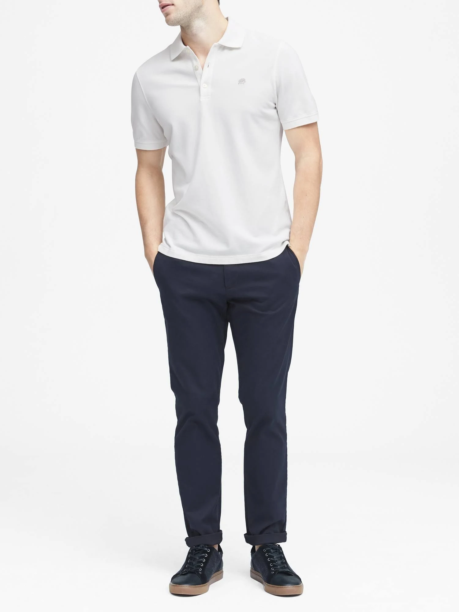Banana Republic Men's Signature Pique Polo Shirt White Tall Size L