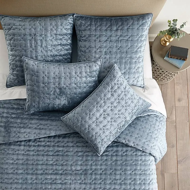 Margot Slubby Velvet Quilt Cornflower King - Ballard Designs