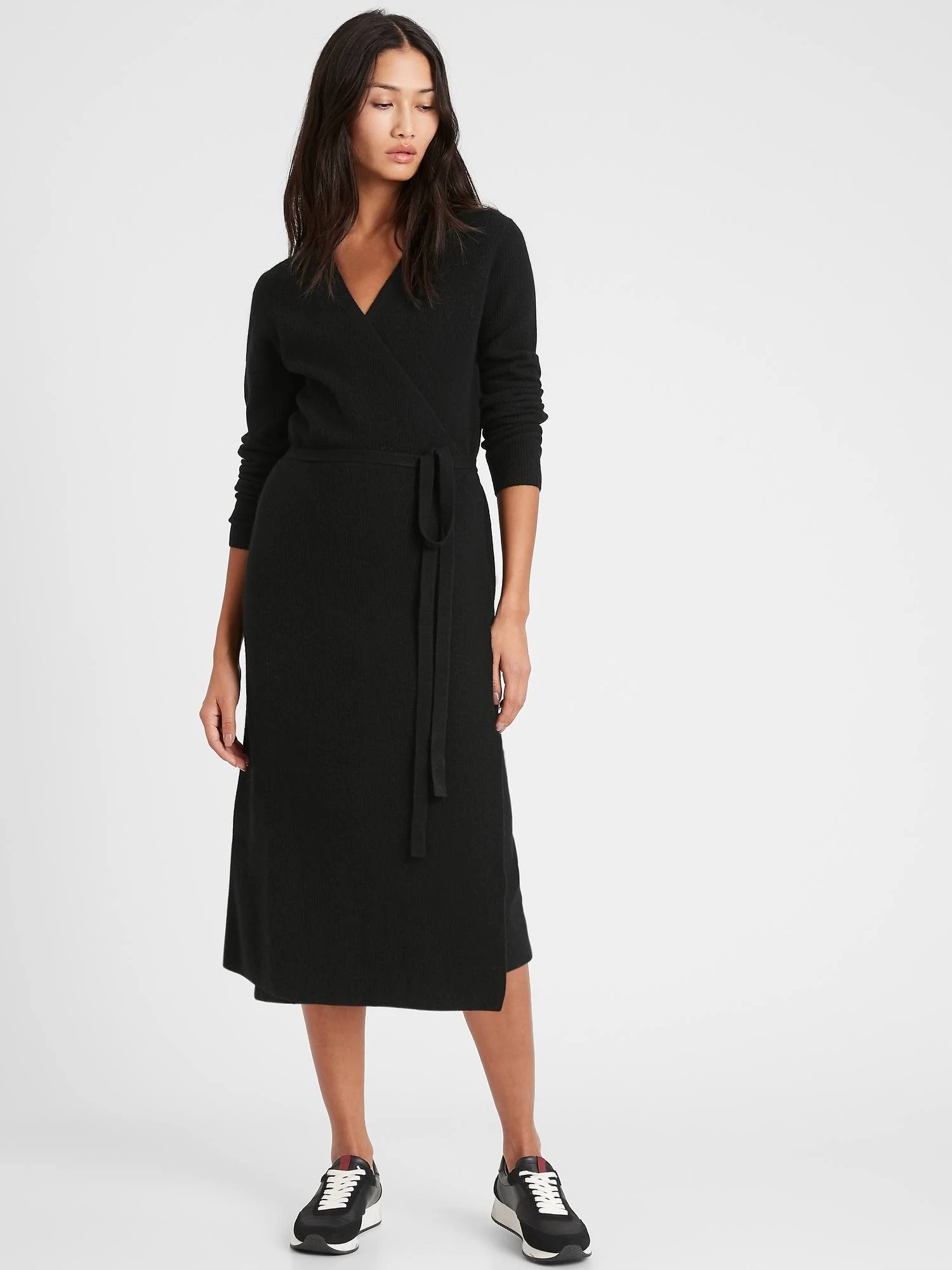 Banana Republic Women's Wrap Sweater Dress Black Size Xs
