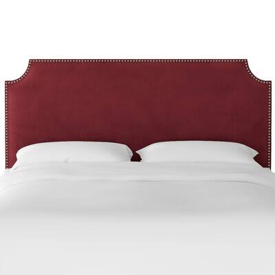 Alamak Velvet Notched Nail Button Upholstered Panel Headboard Willa Arlo Interiors Size: California King, Color: Berry