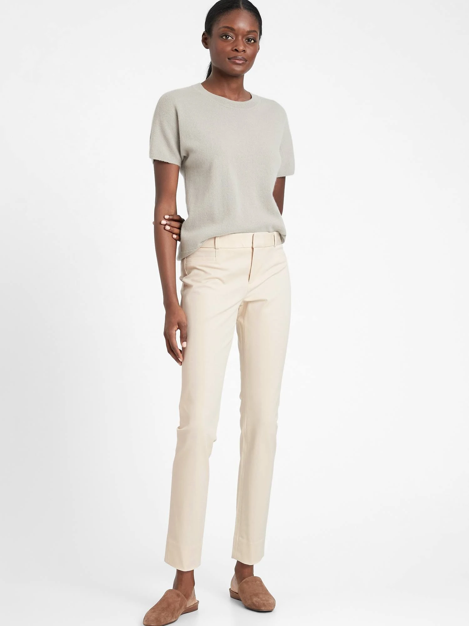 Banana Republic Women's Mid-Rise Skinny Sloan Pant Transition Cream White Size 6 Regular