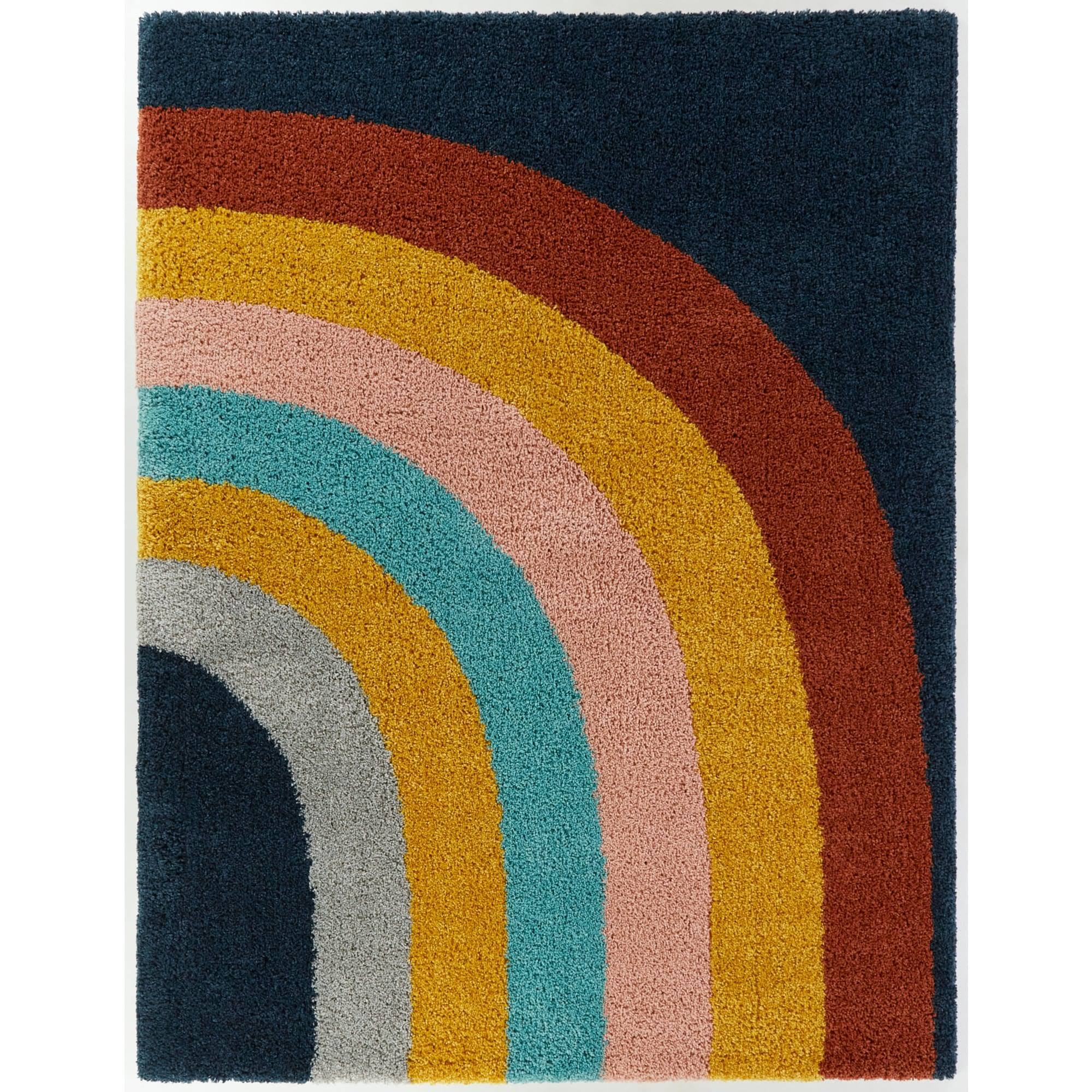 BALTA Amelia Navy Blue 7 ft. x 9 ft. Rainbow Shag Area Rug