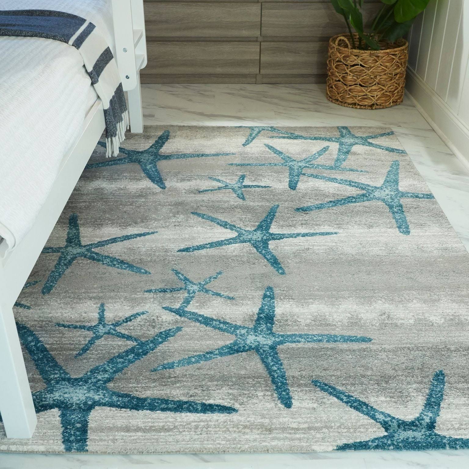 BALTA Martin Dark Blue 8 ft. x 10 ft. Coastal Starfish Area Rug