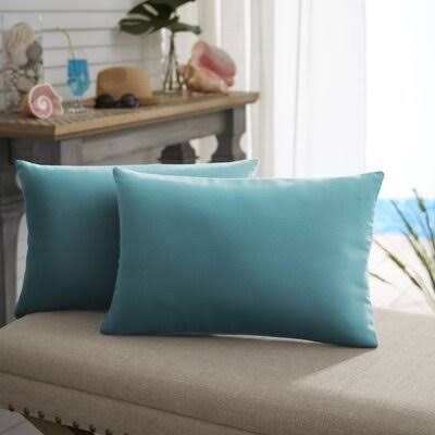 Frierson Outdoor Rectangular Pillow Cover & Insert Birch Lane Color: Aqua Blue, Size: 12x22 x 18x22