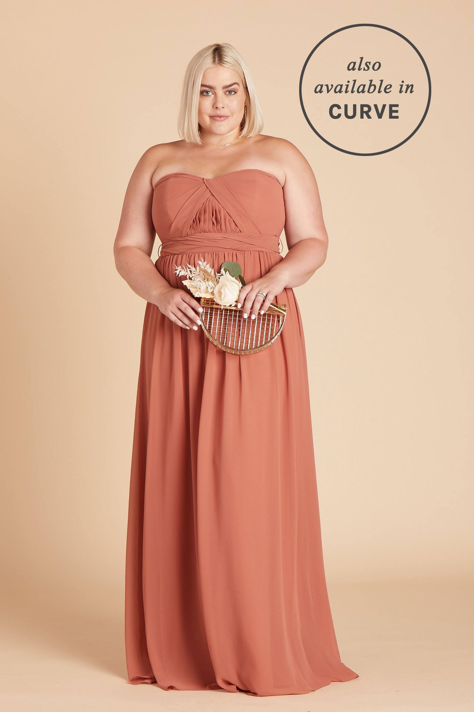 Birdy Grey Grace Convertible Chiffon Bridesmaid Dress in Terracotta XL / Terracotta / No Slit