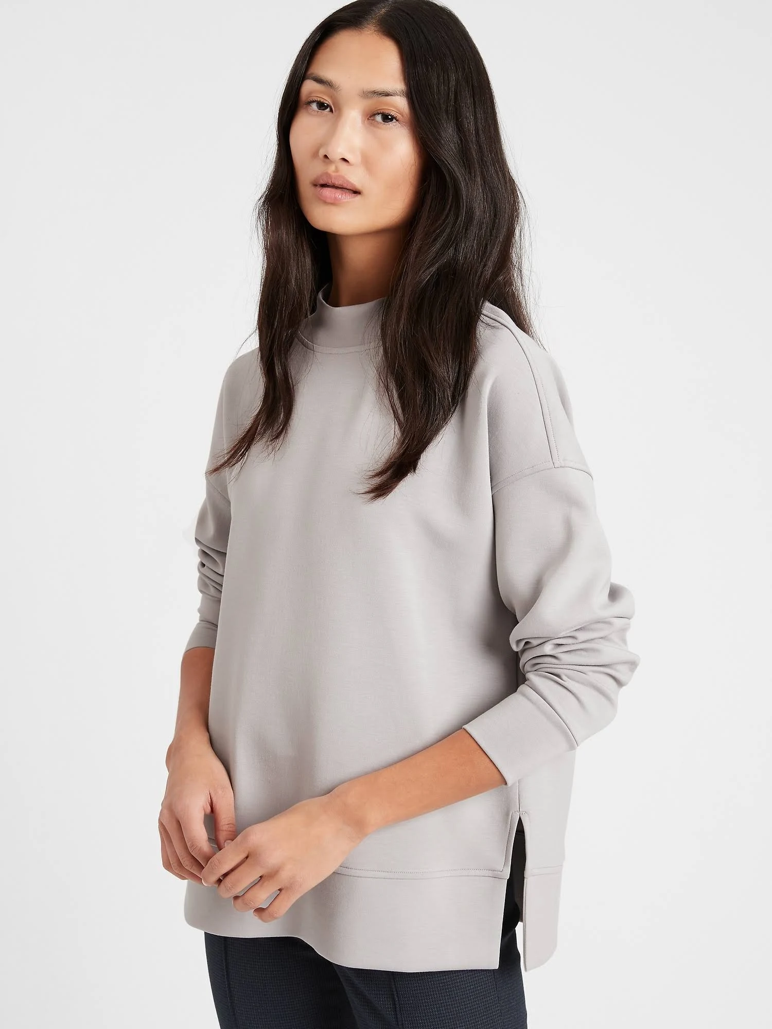 Banana Republic Women's Scuba-Knit Tunic Sweatshirt Silver Star Size Xs