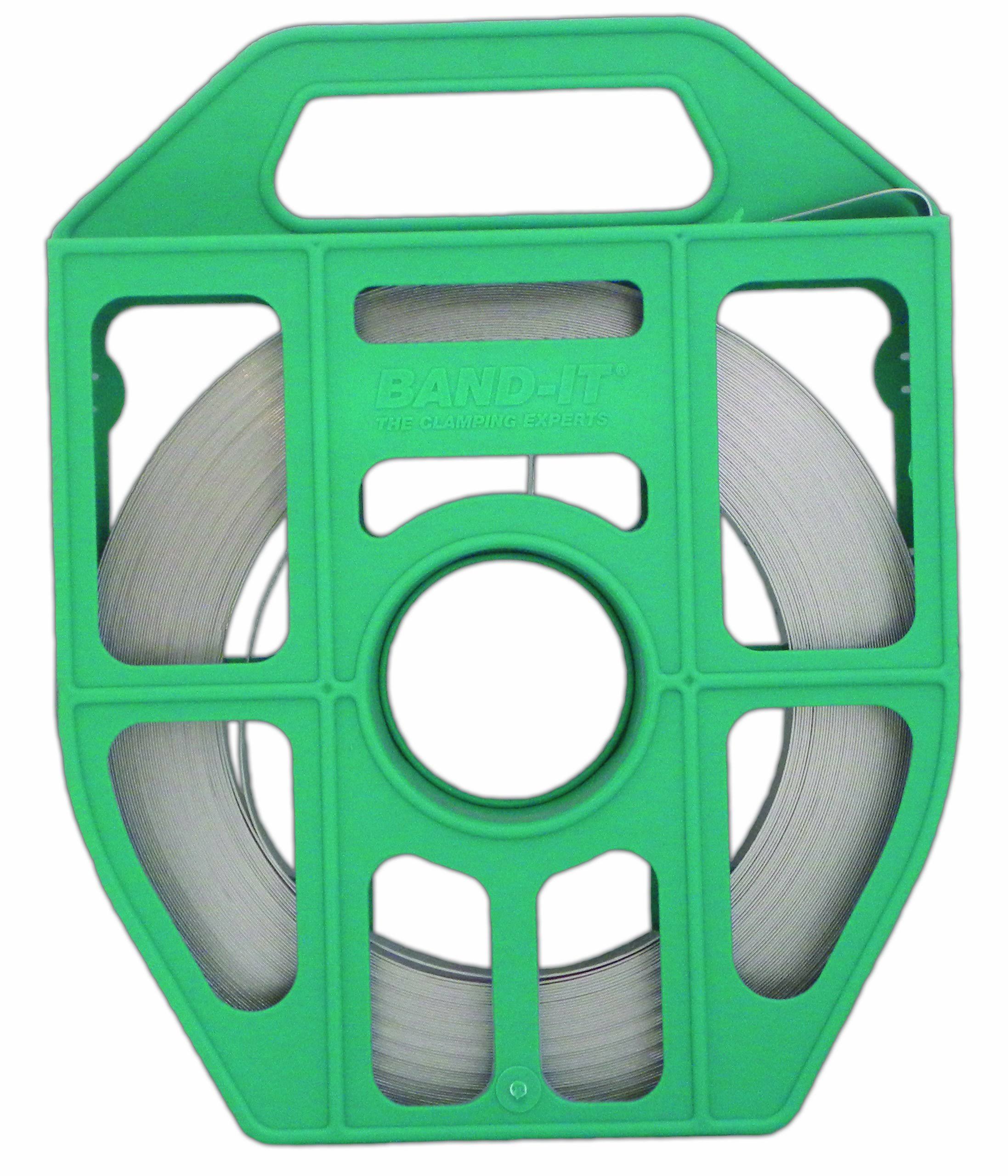 Band-It C205G9 201 Stainless Steel Bright Annealed Finish Band, 5/8x22 Width x 0.030x22 Thick, 100 Feet Roll in Green Tote