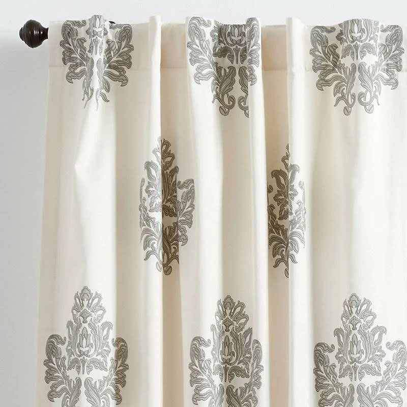 Bingham Printed Damask Drapery Panel Indigo 84x22 - Ballard Designs