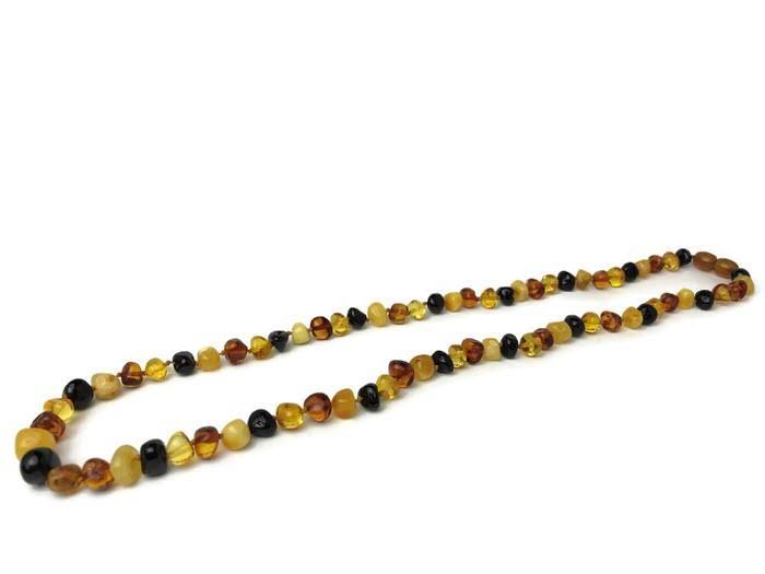Adult Baltic Amber Arthritis Carpal Tunnel Sciatica Migraine Back Pain - Polished Multi 21 inch