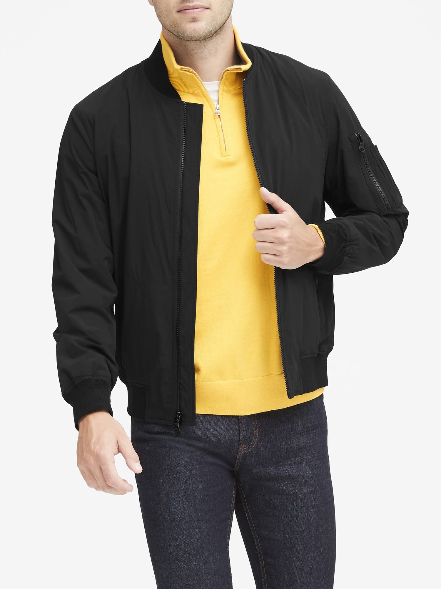 Banana Republic Men's Motion Tech Bomber Jacket Black Size M