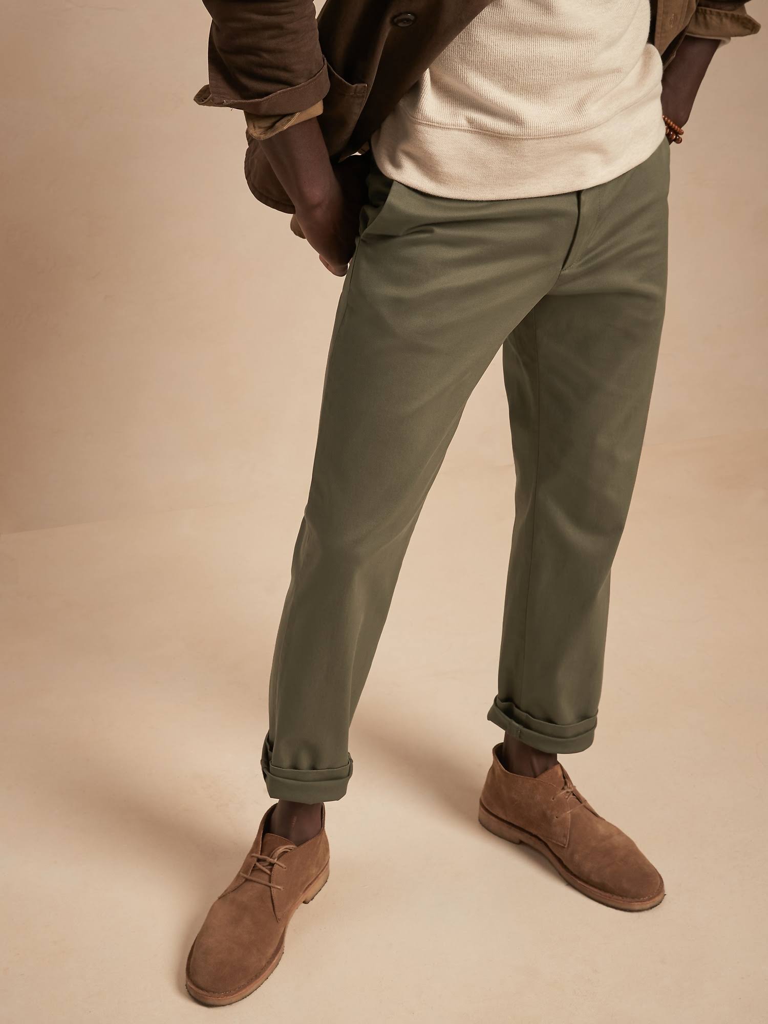 Banana Republic Men's Straight Rapid Movement Chino Pant Surplus Green Tall Size 35W 36L